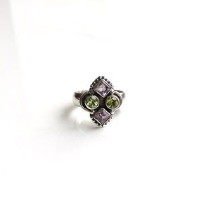 Sterling Silver, Amethyst and Peridot ring